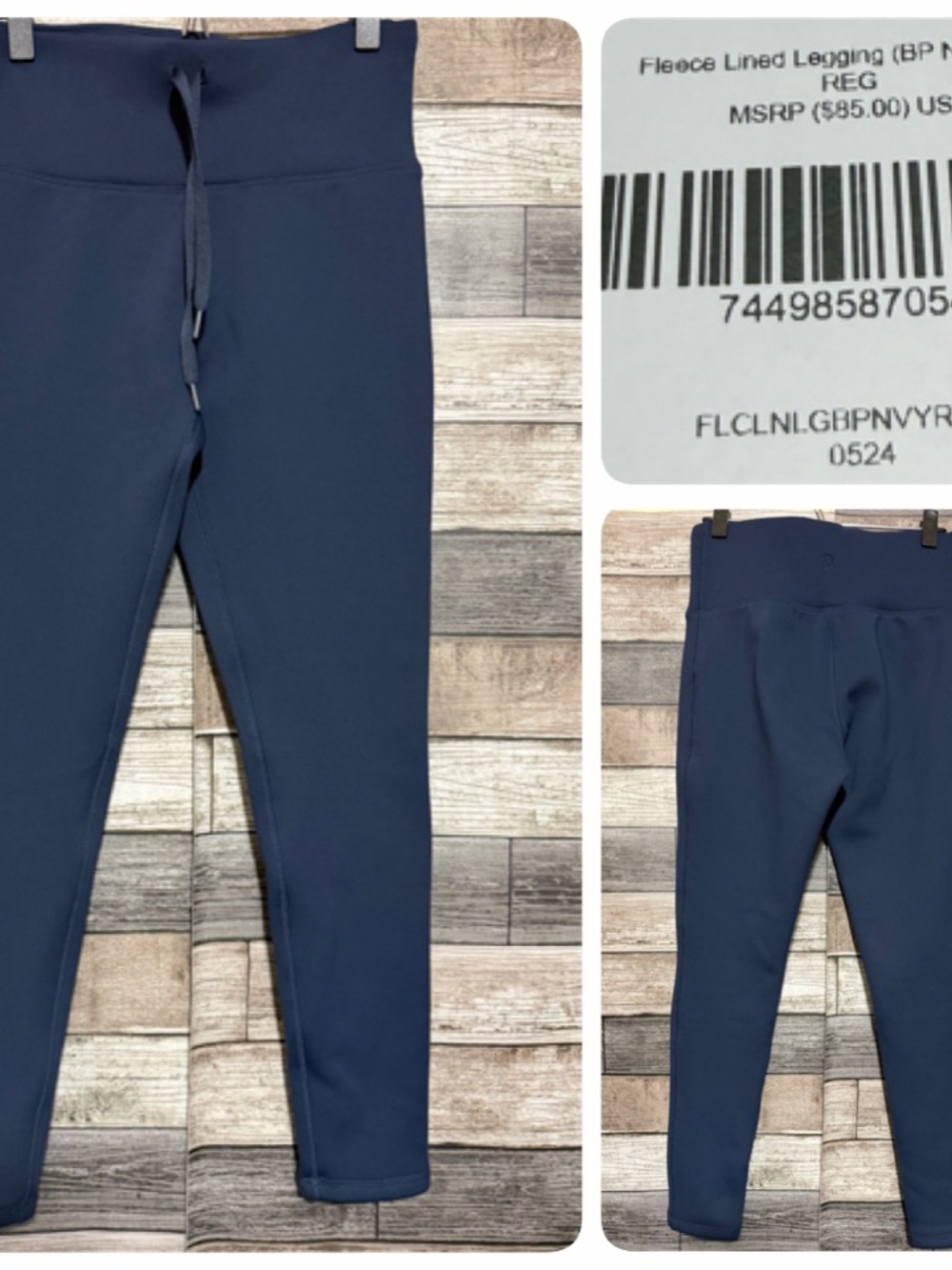 Born Primitive Fleece Lined Leggings Women’s L Navy Blue (Inseam 28) Pull On